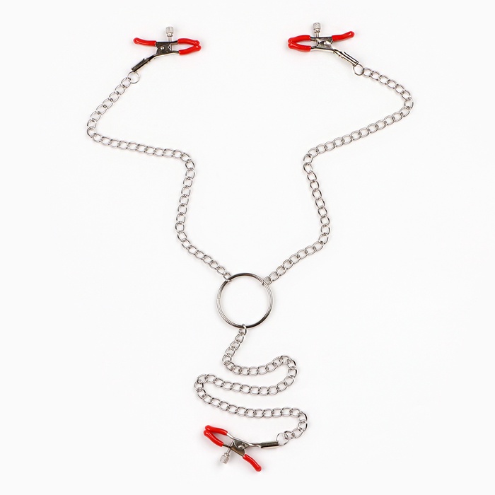 Зажимы для сосков для сосков и клитора, винтовой, металл, красный - Фото 1