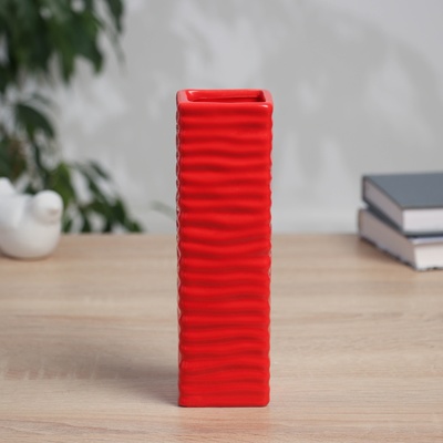 Ваза «Тьяго», волны, 18×5.5 см, керамика, красная