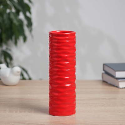 Ваза «Тьяго», волны труба, 18×5.5 см, керамика, красная