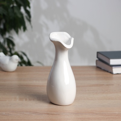 Ваза «Тьяго», грация, d=7.5×5.5 см, d отверстия 2.5 см, h=16.5 см, керамика, белая