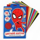 Цветной картон с блёстками, А4, 10 листов, 10 цветов, немелованный, двусторонний, в папке, 250 г/м², «Человек-паук» - Фото 4