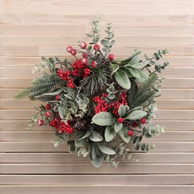 Венок новогодний d=30 см «Зимнее волшебство. Красная калина»