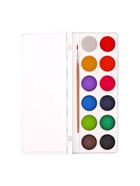 Краски акварельные 12 цветов, круглые, диаметр кюветы 28 мм, с кистью, пластиковый пенал, CALLIGRATA TOP - Фото 4