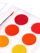 Краски акварельные 16 цветов, круглые, диаметр кюветы 23 мм, с кистью, пластиковый пенал, CALLIGRATA TOP - Фото 5