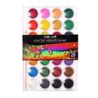 Краски акварельные 28 цветов, круглые, диаметр кюветы 28 мм, с кистью, пластиковый пенал, CALLIGRATA TOP - Фото 2