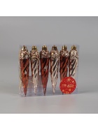 Ёлочные игрушки набор 6 шт. «Сосулька верхушка блеск», 13×3 см, золото/коричневый - Фото 4