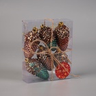 Ёлочные игрушки 6 шт. «Шишка Феерия» 8×3.5 см, зелёно-золотой - Фото 3