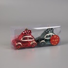 Ёлочные игрушки 2 шт. «Зимнее волшебство. Машинка колор» пластик, 9×5×7 см, зелёный, красный - Фото 2