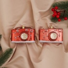 Ёлочные игрушки 2 шт. «Зимнее волшебство. Фотоаппарат» пластик, 9.5×4.5×7 см, красный - Фото 1