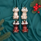 Ёлочные игрушки 4 шт. «Зимнее волшебство. Сказочный лис» пластик, 8.5×3.5 см, бежевый/коричневый - Фото 2