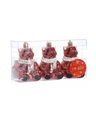 Ёлочные игрушки 3 шт. «Зимнее волшебство. Мишка колор» пластик, 9×5 см, красный - Фото 5