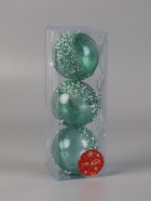 Ёлочные игрушки «Эйдонс», шары новогодние, набор d=8 см, 3 шт., зелёный - Фото 2