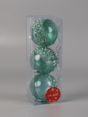 Ёлочные игрушки «Эйдонс», шары новогодние, набор d=8 см, 3 шт., зелёный