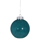 Ёлочные игрушки «Аустен», шары новогодние, d=8 см, набор 3 шт., полоски, бирюзовый - фото 66369682