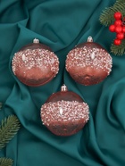 Ёлочные игрушки «Эйдонс», шары новогодний, d=8 см, набор 3 шт., розовый - Фото 2