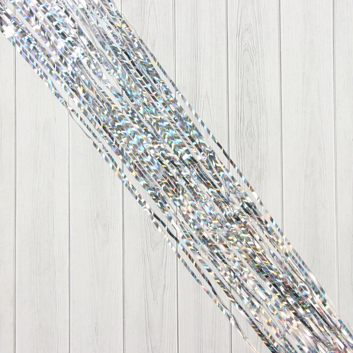 Дождик новогодний «Зимнее волшебство. Мерцание полос», ширина 9 см, длина150 см, серебро - Фото 1