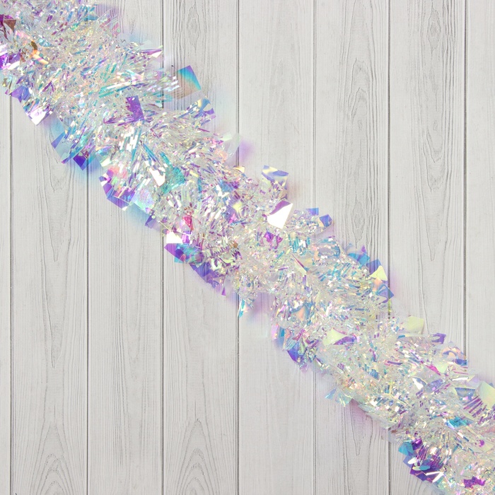 Мишура новогодняя «Зимнее волшебство. Праздничный отблеск», классика, d=8 см, 200 см, перламутровый прозрачный - Фото 1