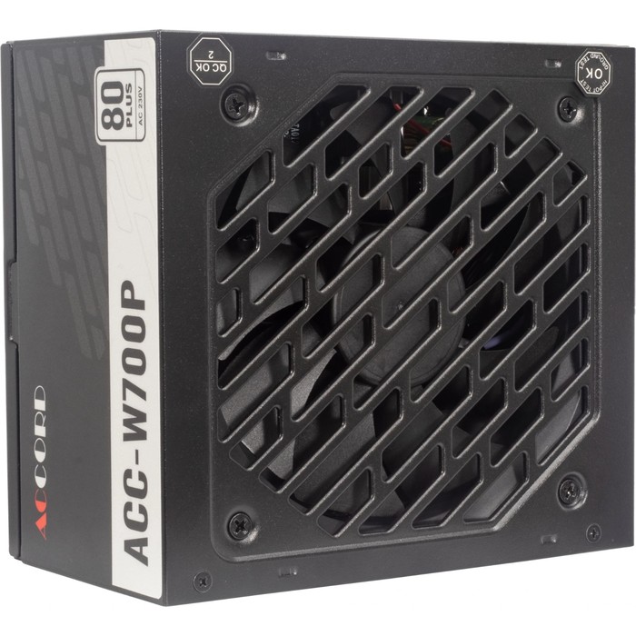 Блок питания Accord ATX 700W ACC-W700P 80 PLUS WHITE (20+4pin) 120mm fan 6xSATA RTL - фото 51635912