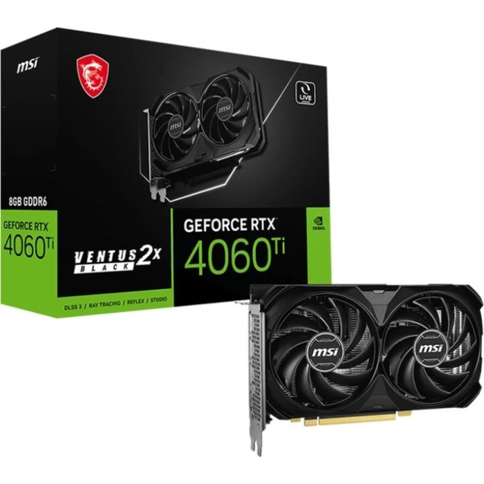 Видеокарта MSI PCI-E 4.0 RTX 4060 Ti 8G VENTUS 2X BLACK E1 NVIDIA GeForce RTX 4060TI 8Gb 12   107349 - фото 51635965