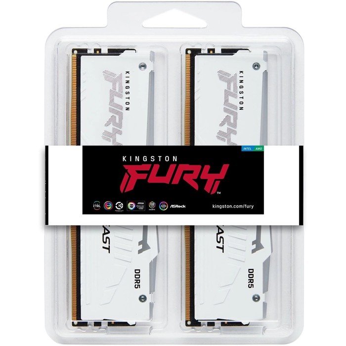 Память DDR5 2x16GB 6000MHz Kingston KF560C36BWEAK2-32 Fury Beast White Expo RGB RTL Gaming   1073503 - фото 51636165