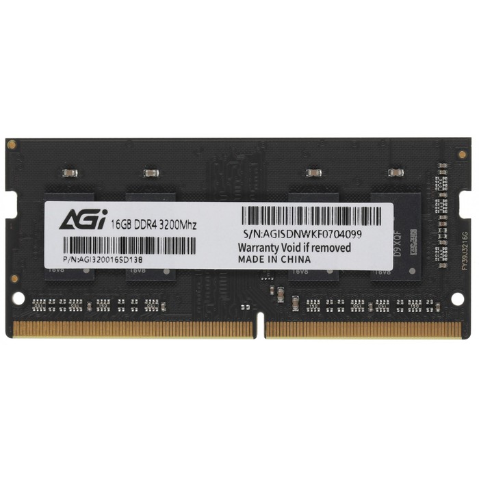 Память DDR4 16GB 3200MHz AGi AGI320016SD138 SD138 OEM PC4-25600 SO-DIMM 260-pin 1.2В OEM - Фото 1