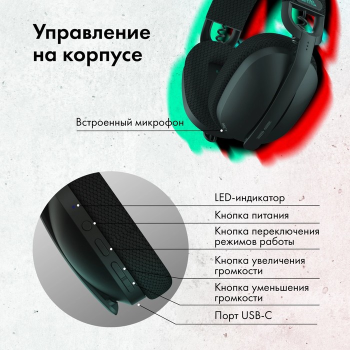 Наушники с микрофоном GMNG GG-HS420W темно-серый 1.5м накладные BT/Radio оголовье (1970391)   107352 - фото 51637362