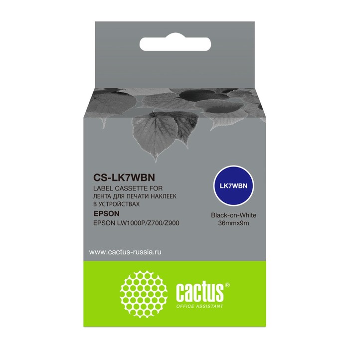Картридж ленточный Cactus CS-LK7WBN черный для Epson LW1000P/Z700/Z900