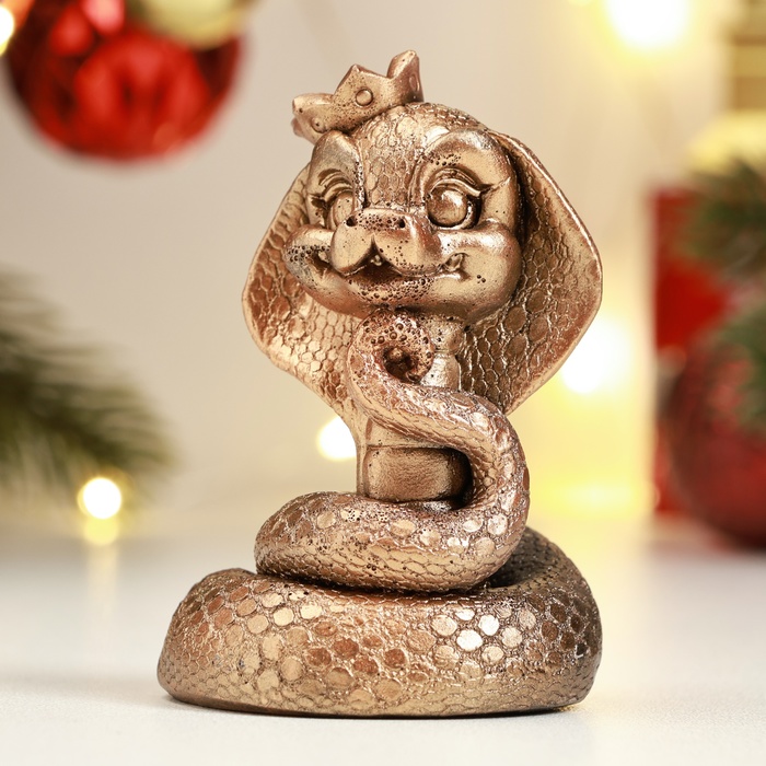 Фигура "Змея с короной" бронза, 8х5см - Фото 1