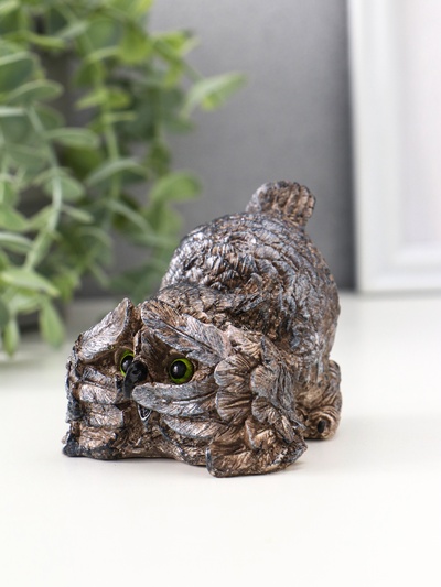 Фигурка гипс «Сова подглядывает», бежевая, 8×8.5×7 см