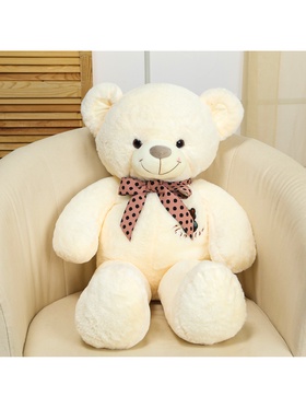 Мягкая игрушка «Мишка», с бантом в горошек, 80 см, цвет белый