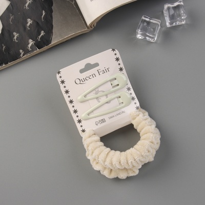 Набор для волос «Глория нежность», 2 резинки 5.5 см, 2 заколки 5 см, молочный