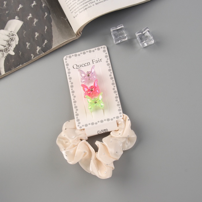 Набор для волос «Джеси блеск», резинка 7 см, 3 крабика 2 см, нежность - Фото 1