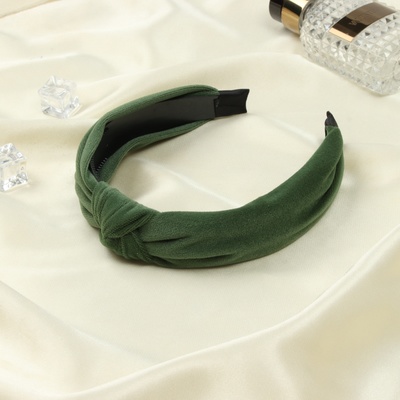 Ободок для волос QF «Кимбрели», бархат, 2.5 см, зелёный