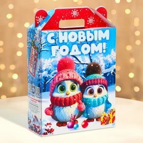 Подарочная коробка Новогодняя Подарок "Совята" с игрой и анимацией 16,8 х 6,8 х 20, 9 см. Новый год 10652917