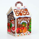Подарочная коробка Новогодняя Домик новый "Пряничный" 12 х 12 х 19 см. - Фото 2
