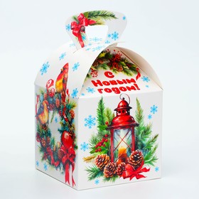Подарочная коробка Новогодняя КУБ МАКСИ «Еловый венок», для сладких подарков, 15?15?19 см (комплект 5 шт)
