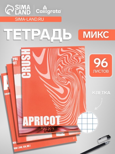 Тетрадь 96 листов в клетку, Calligrata Apricot Crush, МИКС