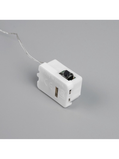 Гирлянда «Нить» 1 м роса. IP20, нить серебристая, 10 LED, 4.6 В, AG13×3 (в комплекте), 3 режима, свечение синее