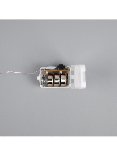 Гирлянда «Нить» 1 м роса. IP20, нить серебристая, 10 LED, 4.6 В, AG13×3 (в комплекте), 3 режима, свечение синее