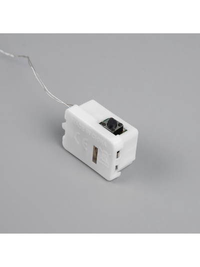 Гирлянда «Нить» 2 м роса. IP20, нить серебристая, 20 LED, 4.6 В, AG13×3 (в комплекте), 3 режима, свечение зелёное