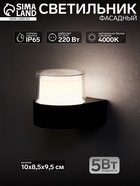 Светильник фасадный «Гранд», 5 Вт, 4000К, IP65, 220 В, пластиковый корпус, чёрный, свечение нейтрально-белое - Фото 1