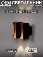 Светильник фасадный «Элегант», 4 Вт, 3000К, 2 луча, IP65, 220 В, пластиковый корпус, чёрный, свечение тёплое белое - Фото 1