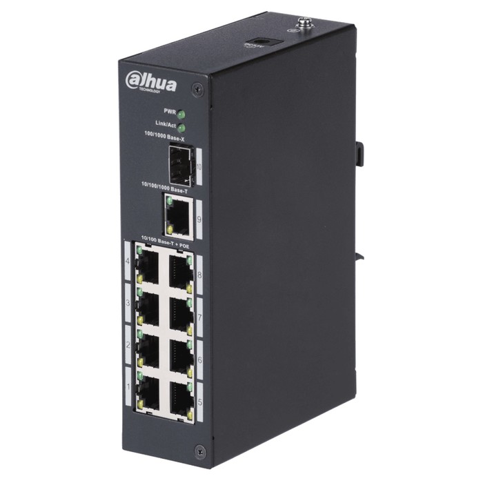 Коммутатор Dahua DH-PFS3110-8T 8x100Мбит/с 1x1Гбит/с 1xКомбо(1000BASE-T/SFP) неуправляемый   1073532 - Фото 1