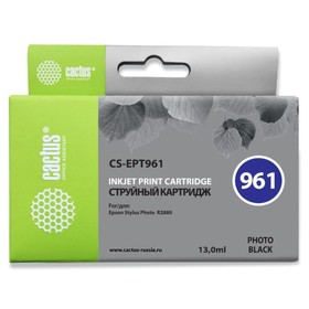 Картридж струйный Cactus CS-EPT961 T0961 фото черный (13мл) для Epson Stylus Photo R2880 10740948