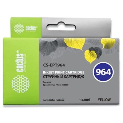 Картридж струйный Cactus CS-EPT964 T0964 желтый (13мл) для Epson Stylus Photo R2880