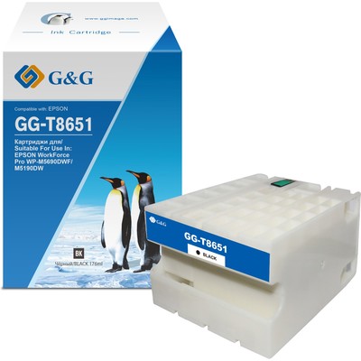 Картридж струйный G&G GG-C13T865140 T8651 черный (176мл) для Epson WorkForce Pro WF-M5690DW   107409