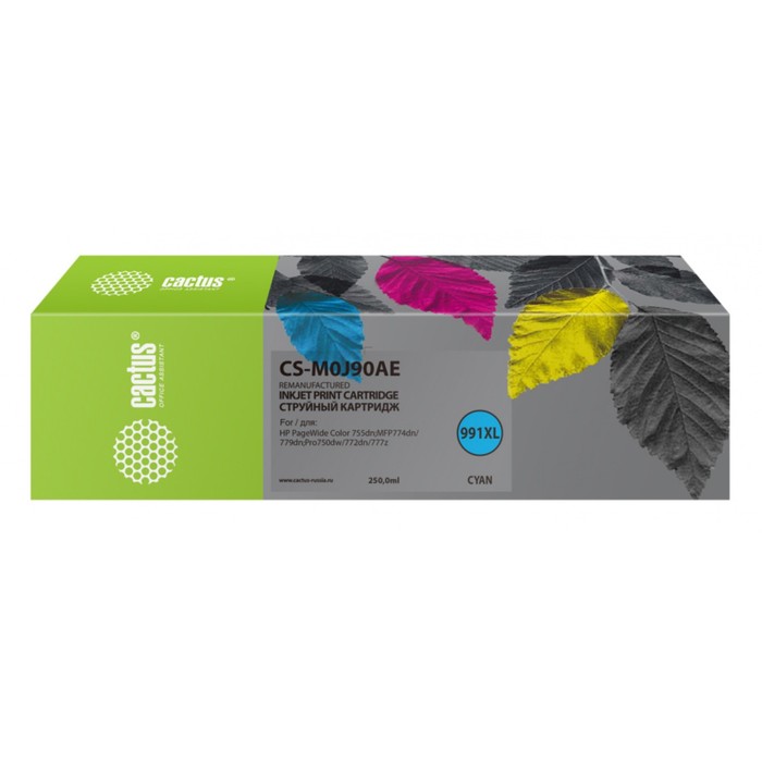 Картридж струйный Cactus CS-M0J90AE 991XL, голубой, 250 мл, для HP PageWide Pro 755dn/MFP 774dn/779dn