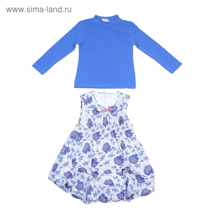 Комплект для девочки "Весенние цветы": кофта, платье, рост 98-104 см (3-4г.) 9199CF1575 - Фото 1