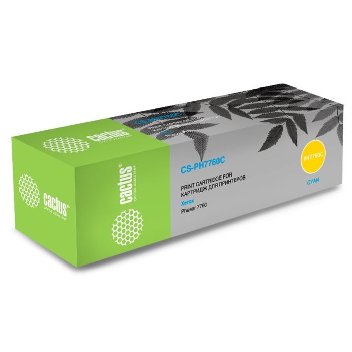 Картридж лазерный Cactus 106R01160 CS-PH7760C голубой бар.в компл. (25000стр.) для Xerox Ph   107416