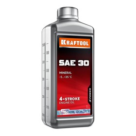 Масло KRAFTOOL SAE 30, 41512-1, минеральное, для 4-х тактных двигателей, 1 л